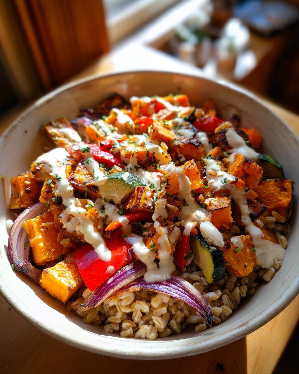 Grain Bowl with Farro, Roasted Veggies & Lemon Tahini - detail 1
