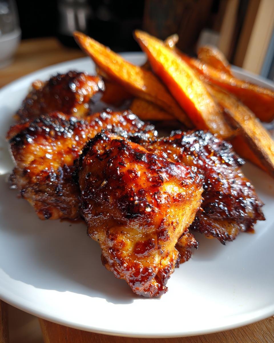 Honey Sriracha Glazed Chicken Thighs with Sweet Potato Wedges - detail 1