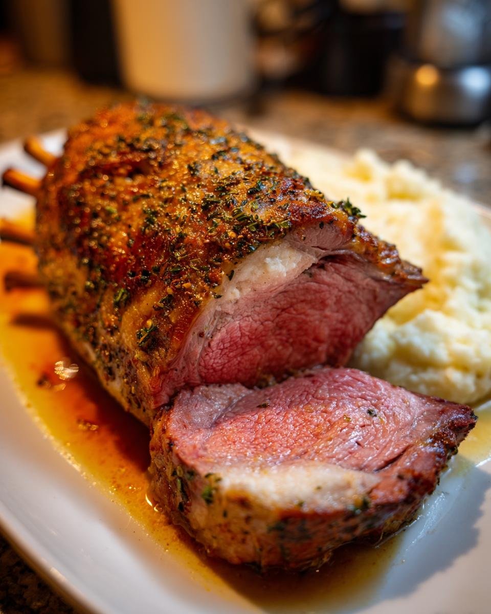 Lemon-Herb Roasted Rack of Lamb with Garlic Mashed Cauliflower - detail 1