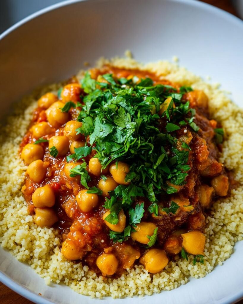 Moroccan Chickpea Stew with Couscous & Fresh Cilantro