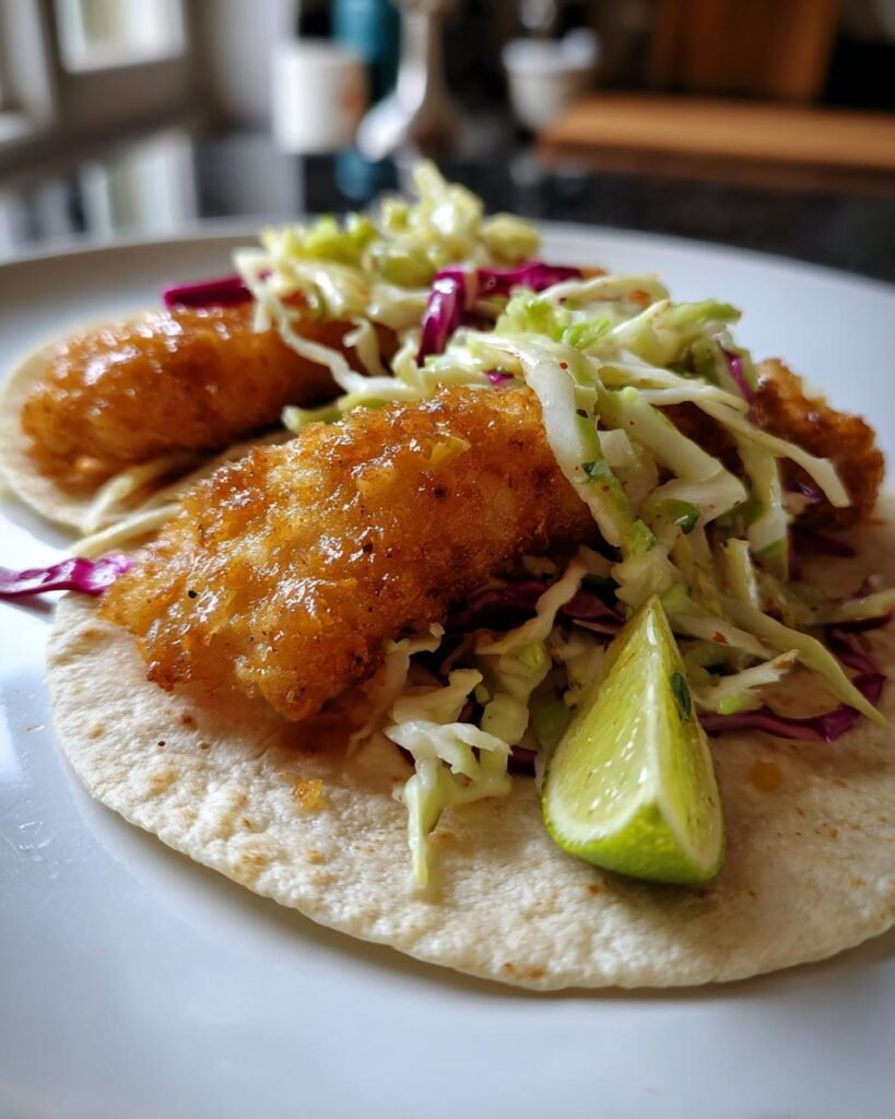Quick Air-Fryer Crispy Fish Tacos with Slaw