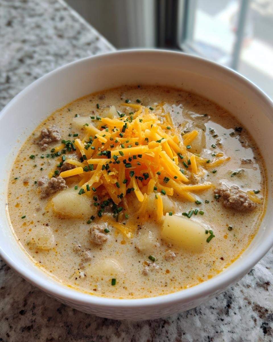 cheeseburger soup - detail 1