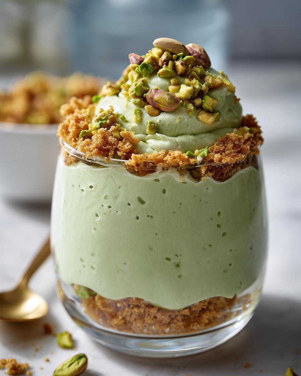 pistachio pudding dessert - detail 1